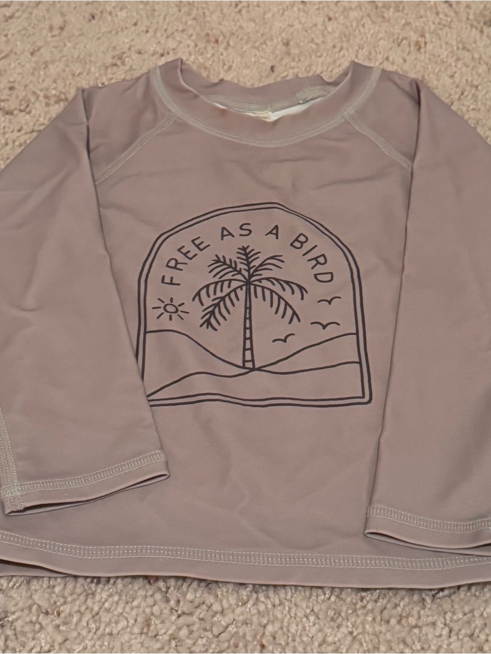 Rylee + Cru Long Sleeve Rash Guard Swim Top - Grey "Free As A Bird" 18-24 month